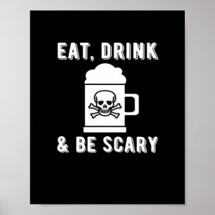 Iss Trink Und Sei Gruselig Halloween Bier Vintage Poster
