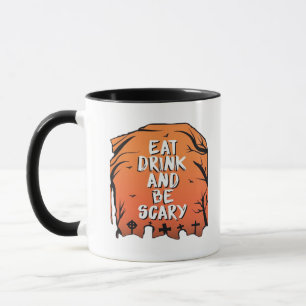 Iss Trink Und Sei Gruselig Halloween Design Kreati Tasse
