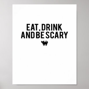Iss Trink Und Sei Gruselig Halloween Fan Text Art Poster
