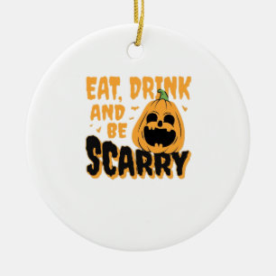 Iss Trink Und Sei Gruselig Halloween-Kürbis Vintag Keramik Ornament