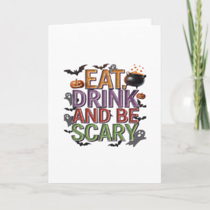 Iss Trink Und Sei Gruselig Halloween-Party Grusel Karte