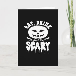 Iss, trink und sei gruselig Halloween Retro Klassi Karte