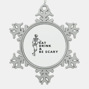 Iss Trink Und Sei Gruselig Halloween Skelett Vinta Schneeflocken Zinn-Ornament