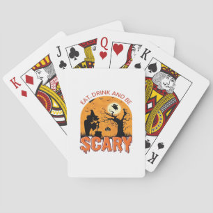 Iss Trink Und Sei Gruselig Halloween Szene Vintage Spielkarten