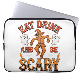 Iss, trink und sei gruselig, Vintage-Halloween-Shi Laptopschutzhülle