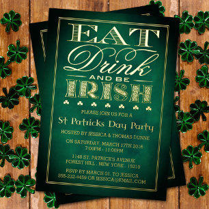 Iss, trink und sei Irisch St. Patrick's Day Party  Folieneinladung