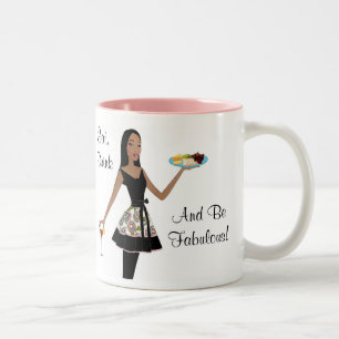 "Iss, trinke und sei fabelhaft!" Zweifarbige Tasse