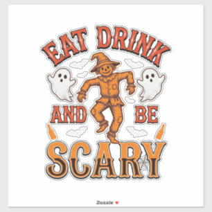 Iss, trinke und sei gruselig Vintage Halloween-Shi Aufkleber