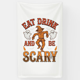 Iss, trinke und sei gruselig Vintage Halloween-Shi Banner