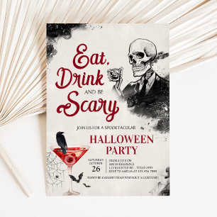 Iss und trinke und eine gruselige Vintage-Hallowee Einladung
