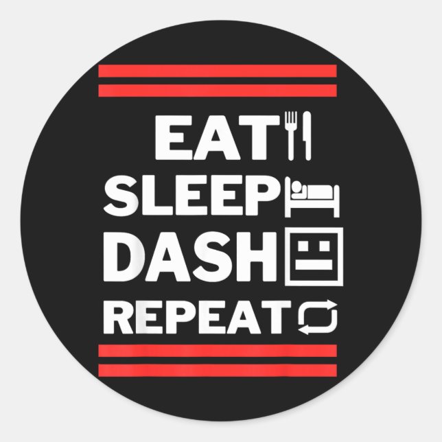 Iss Videospiel Eat Sleep Dash Repeat Runder Aufkleber (Vorderseite)