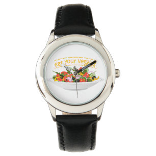 Iss Your Veggies Zitat frisch Salat Mix Schüssel g Armbanduhr