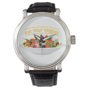 Iss Your Veggies Zitat frisch Salat Mix Schüssel g Armbanduhr