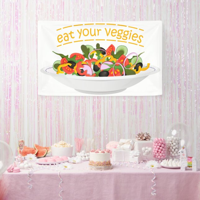 Iss Your Veggies Zitat frisch Salat Mix Schüssel g Banner (Party)