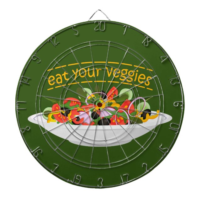 Iss Your Veggies Zitat frisch Salat Mix Schüssel g Dartscheibe (vorne)
