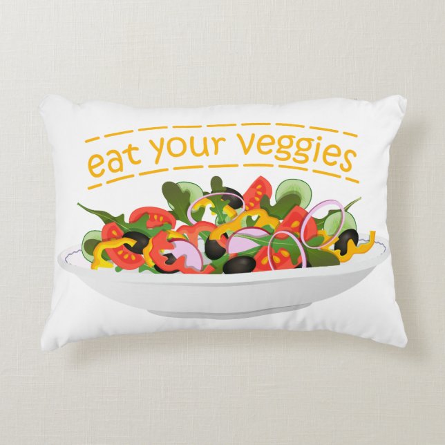 Iss Your Veggies Zitat frisch Salat Mix Schüssel g Dekokissen (Vorderseite)