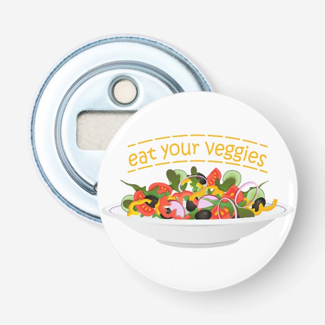 Iss Your Veggies Zitat frisch Salat Mix Schüssel g Flaschenöffner (Vorderseite)