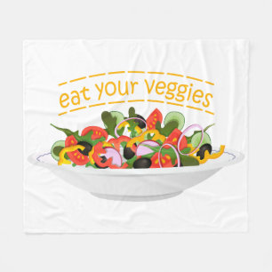 Iss Your Veggies Zitat frisch Salat Mix Schüssel g Fleecedecke