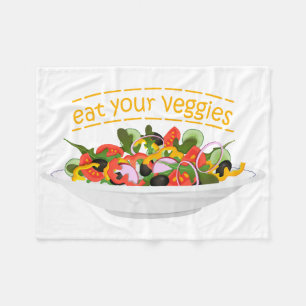 Iss Your Veggies Zitat frisch Salat Mix Schüssel g Fleecedecke