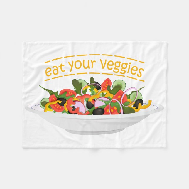 Iss Your Veggies Zitat frisch Salat Mix Schüssel g Fleecedecke (Vorderseite (Horizontal))