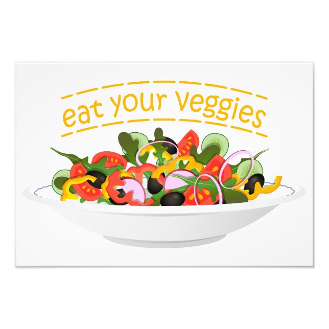 Iss Your Veggies Zitat frisch Salat Mix Schüssel g Fotodruck (Vorne)