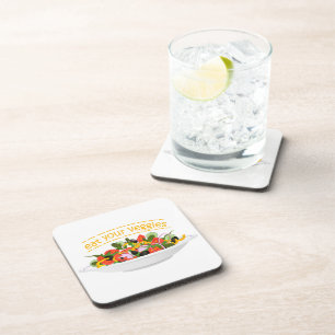 Iss Your Veggies Zitat frisch Salat Mix Schüssel g Getränkeuntersetzer