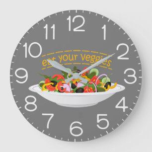 Iss Your Veggies Zitat frisch Salat Mix Schüssel g Große Wanduhr