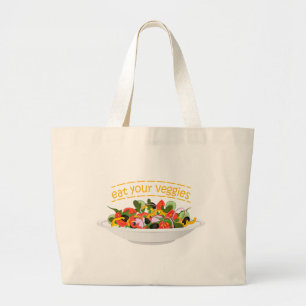 Iss Your Veggies Zitat frisch Salat Mix Schüssel g Jumbo Stoffbeutel
