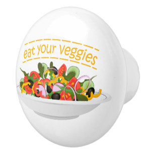 Iss Your Veggies Zitat frisch Salat Mix Schüssel g Keramikknauf