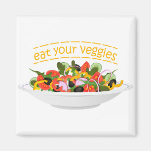 Iss Your Veggies Zitat frisch Salat Mix Schüssel g Magnet