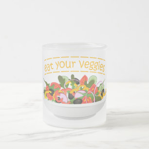 Iss Your Veggies Zitat frisch Salat Mix Schüssel g Mattglastasse