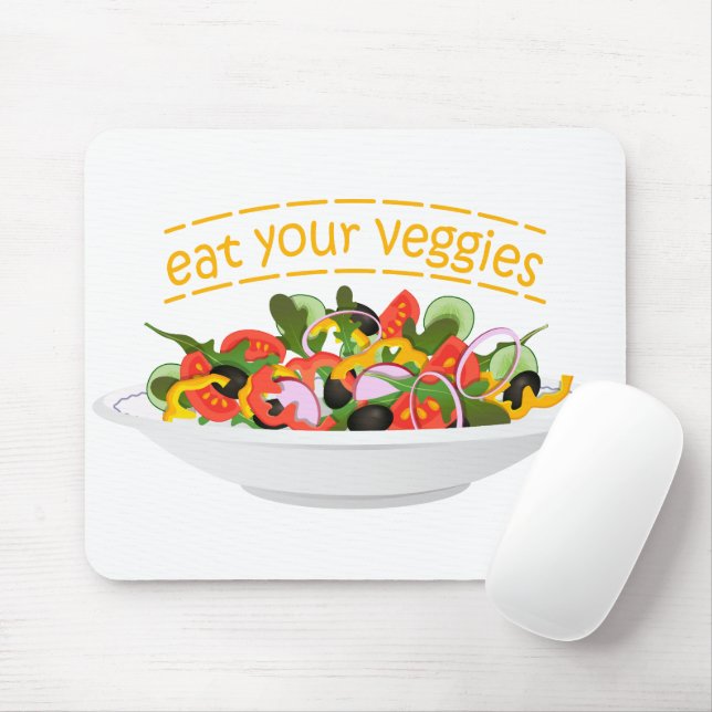 Iss Your Veggies Zitat frisch Salat Mix Schüssel g Mousepad (Mit Mouse)
