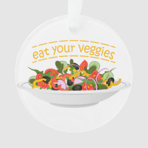 Iss Your Veggies Zitat frisch Salat Mix Schüssel g Ornament