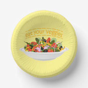 Iss Your Veggies Zitat frisch Salat Mix Schüssel g Pappteller