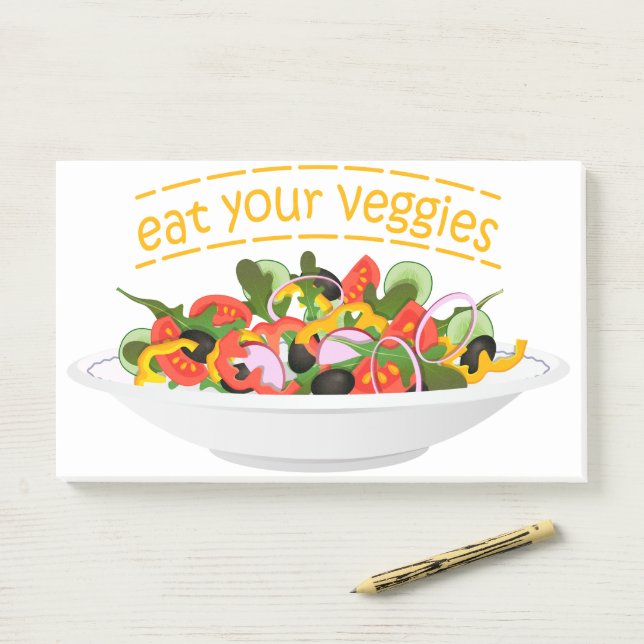 Iss Your Veggies Zitat frisch Salat Mix Schüssel g Post-it Klebezettel (Auf Schreibtisch)