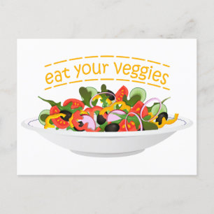Iss Your Veggies Zitat frisch Salat Mix Schüssel g Postkarte