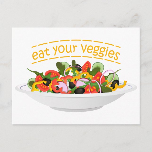 Iss Your Veggies Zitat frisch Salat Mix Schüssel g Postkarte (Vorderseite)
