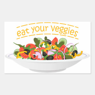 Iss Your Veggies Zitat frisch Salat Mix Schüssel g Rechteckiger Aufkleber