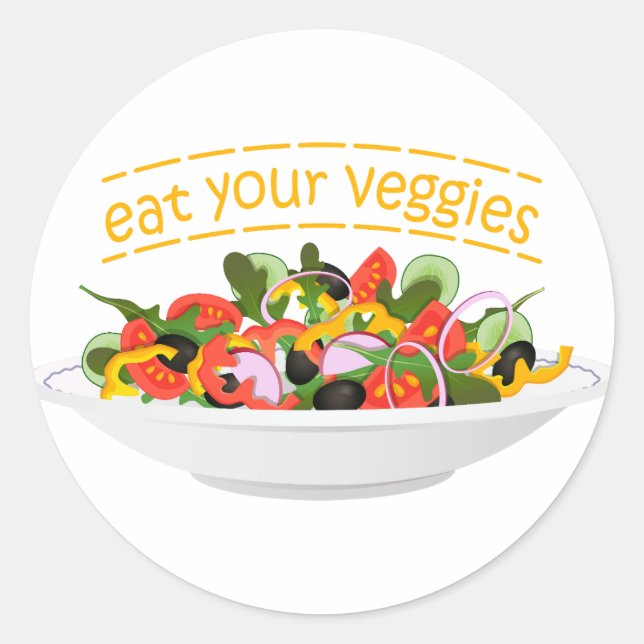 Iss Your Veggies Zitat frisch Salat Mix Schüssel g Runder Aufkleber (Vorderseite)