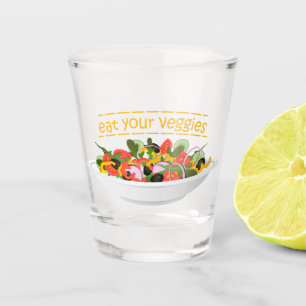 Iss Your Veggies Zitat frisch Salat Mix Schüssel g Schnapsglas