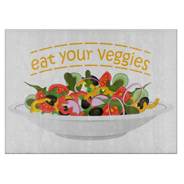 Iss Your Veggies Zitat frisch Salat Mix Schüssel g Schneidebrett (Vorderseite)