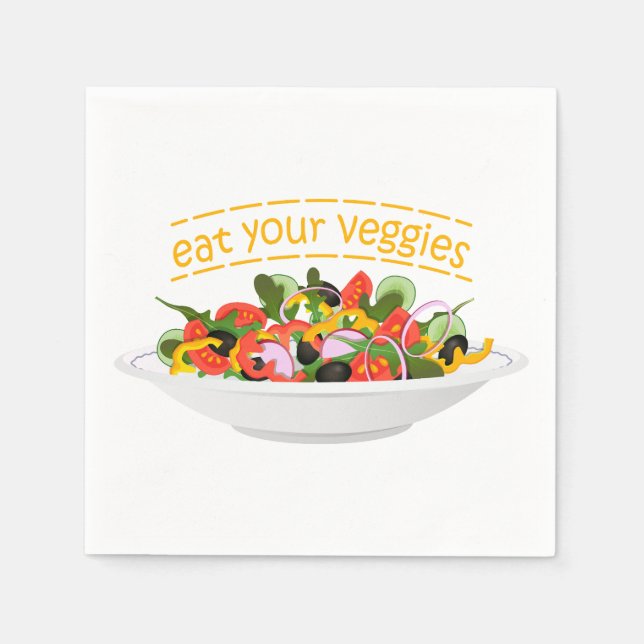 Iss Your Veggies Zitat frisch Salat Mix Schüssel g Serviette (Vorderseite)