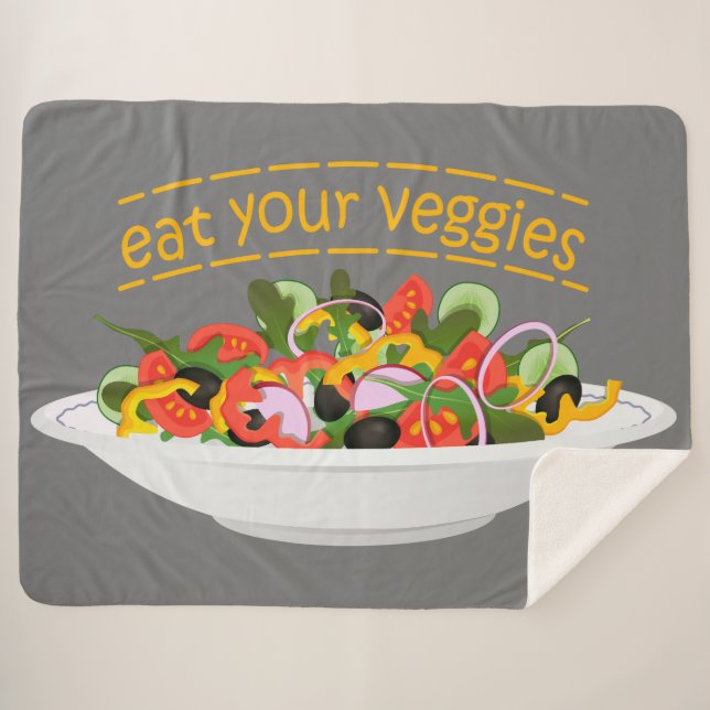 Iss Your Veggies Zitat frisch Salat Mix Schüssel g Sherpadecke (Vorderseite (Horizontal))