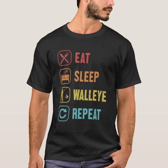 Iss Zander Haken Köder Zander Wiederholen Essen Sc T-Shirt (Vorderseite)