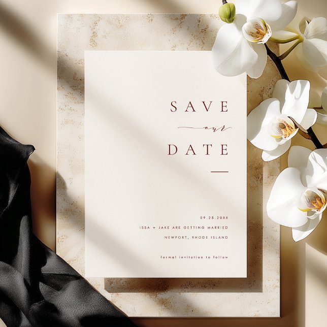 ISSA Bugundy Elegant Save the Date Photo Invite Einladung (Von Creator hochgeladen)