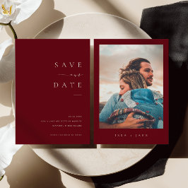 ISSA Bugundy Elegant Save the Date Photo Invite Einladung