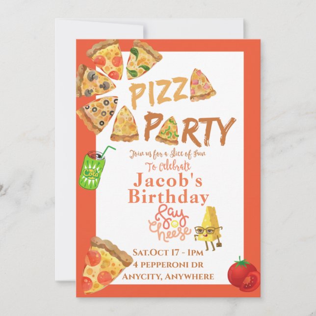 Issa Pizza Party Einladung Card (Vorderseite)
