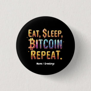 Issen, Schlafen, Bitcoin, Wiederholen Eine Krypto Button
