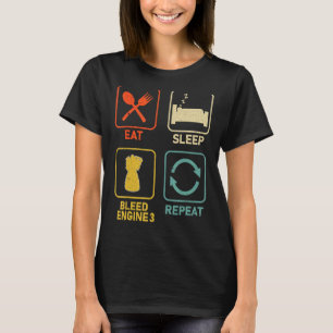 Issen Schlafen Bluten Motor 3 Wiederholen Retro Vi T-Shirt