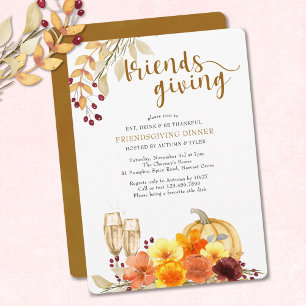 Issen Trinken dankbar Herbstblumen Friendsgiving Einladung